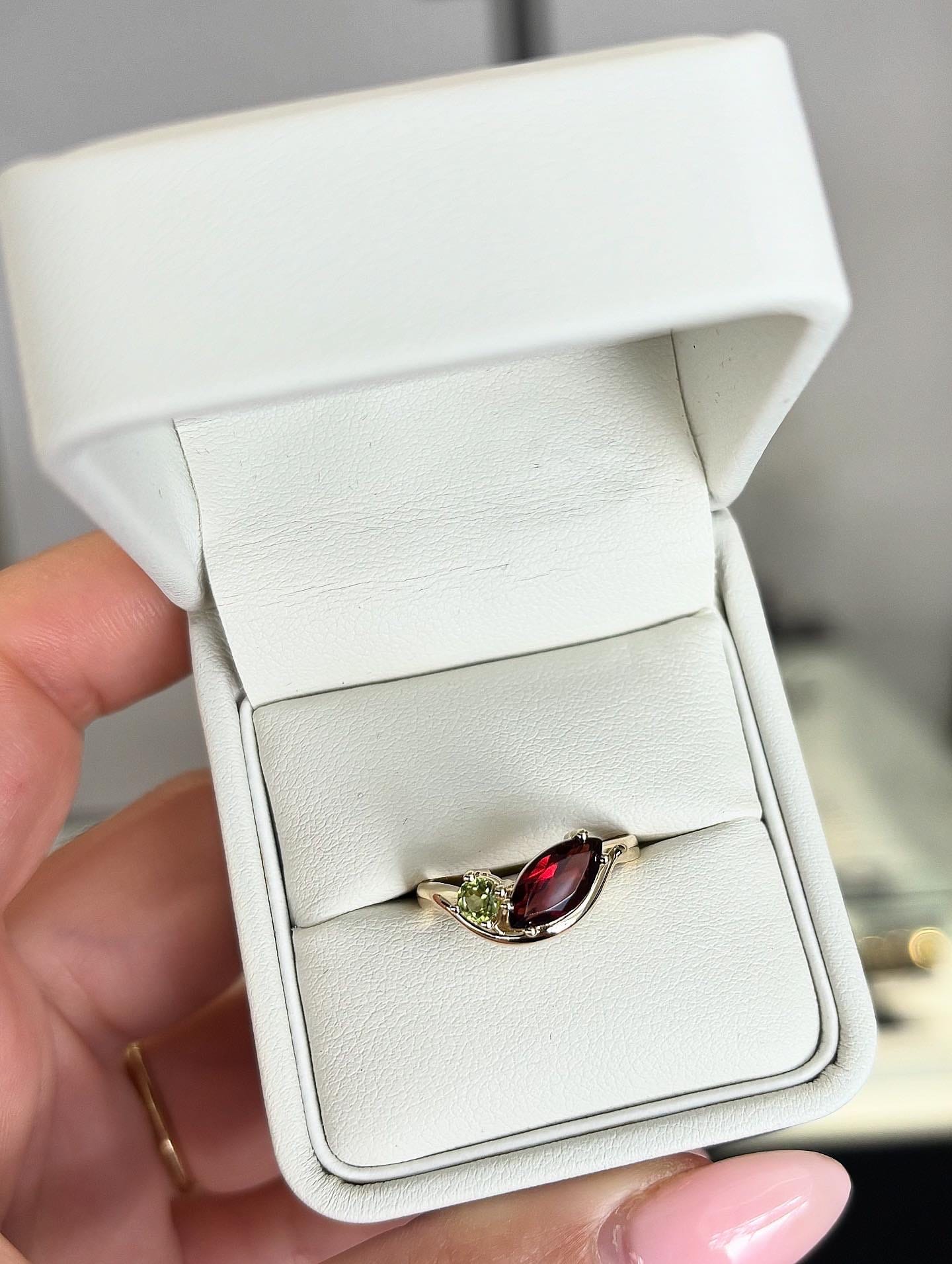 Wave Style Ring With Two Gemstones - Image 2